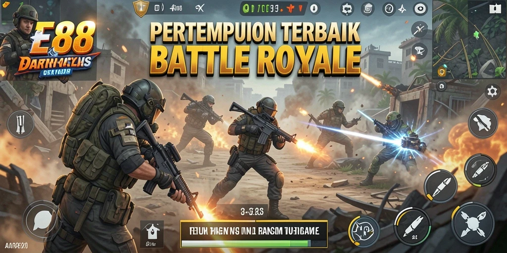 Gameplay intens dalam E88 dengan aksi Battle Royale yang seru.