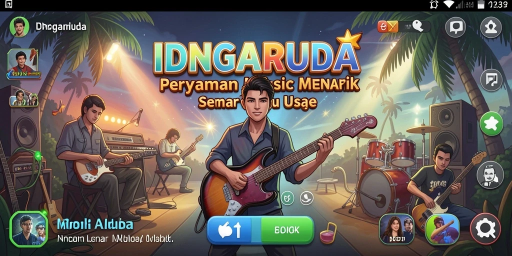 Tampilan screenshot utama IDNGARUDA menampilkan antarmuka permainan musik yang menarik.
