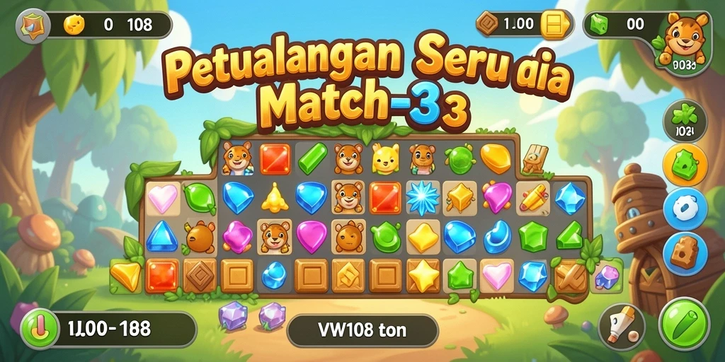 Menampilkan gameplay menarik dari VW108 dengan tantangan Match-3.