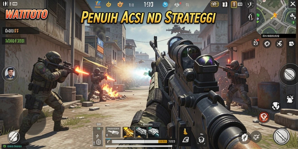 Screenshot gameplay WATITOTO menampilkan pertempuran yang intens dan grafik menawan.